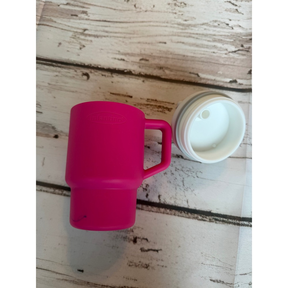 Infantino Silicone Toddler Tumbler with Handle and Straw Hot Pink 0985